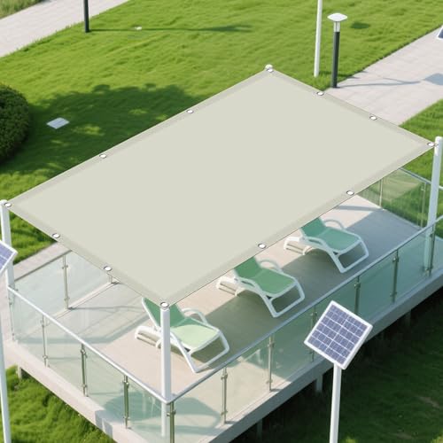 Sonnensegel Wasserabweisend 1.6 x 2.8 m Rechteckig Wasserdicht Sonnenschutz Windschutz Shading Garden Sunshade Net mit Spannseilen mit Ösen für Terrasse Camping, Beige von YUHUILI