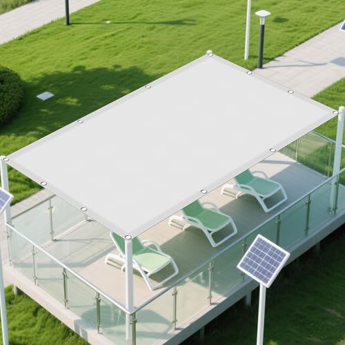 Sonnensegel Wasserabweisend 1.8 x 3.4 m Rechteckig Wasserdicht Sonnenschutz Windschutz Shading Garden Sunshade Net mit Spannseilen mit Ösen für Terrasse Camping, Weiß von YUHUILI