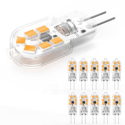 YUIIP G4 LED Lampe, 200LM Warmweiß 3000K, 1.4W Leuchtmittel Entspricht 14W-20W Halogenlampe, AC/DC 12V G4 Birne Kein Flackern, Nicht Dimmbar, 10er Pack von YUIIP