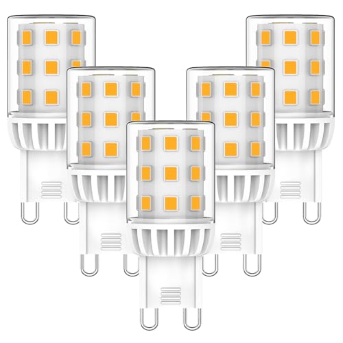 YUIIP G9 LED Leuchtmittel 3W, 580LM, Nicht Dimmbar, Ersatz für 30W–40W Halogen, G9 Stiftsockel, Energieeffizient, T4 Form, 220–240V, 5er-Pack (3000K Warmweiß) von YUIIP
