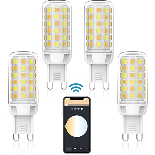 YUIIP Smarte G9-LED-Glühbirne, kein Flimmern, WiFi-LED-Glühbirnen, 4W, 320 LM, intelligente Glühbirnen funktionieren mit Alexa, Google Home, dimmbare intelligente LED-Glühbirne (4er-Pack) von YUIIP