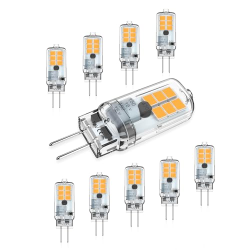 YUIIP G4 LED Lampe 1W, Ersetzt 10W 15W Halogenlampen, Warmweiß 3000K Nicht Dimmbar, AC/DC 12V, G4 Stiftsockelampe Leuchtmittel für Kronleuchter, 10er Pack von YUIIP