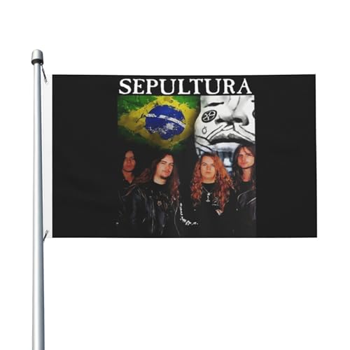 Doppelseitige Brazil Metal Band Fahnen Innen- und Außen-Doppelseitenfahnen Schnell Trocknende Sonnensichere und Strapazierfähige Fahnen von YUIOPAS TUIAST