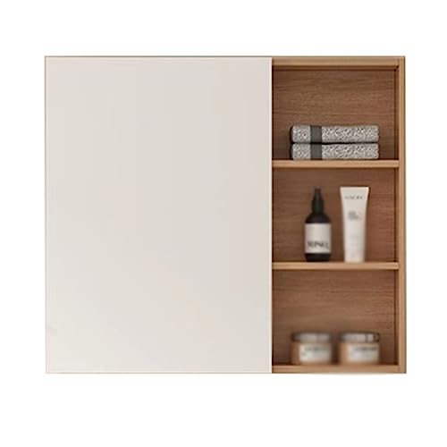 Badezimmerspiegelschrank aus Massivholz, Wandtoilette, Schminkspiegel, Stauraum für Badezimmerspiegel (Größe: 70 cm) von YUIOPB