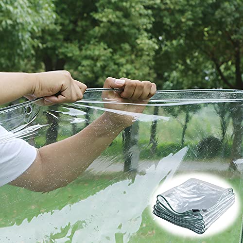 Abdeckplane,Plane Wasserdicht Transparent Mit ösen,Faltbar PVC-Material Vordächer,UV-Beständige,Reißfeste Plane,Regenschutz,Windschutz,für Gartenmöbel Balkon, Pavillon,Terrassen (100x500cm) von YUJIANHUAA