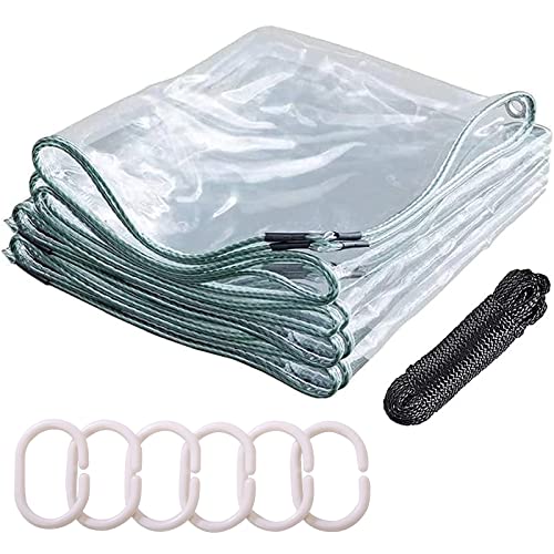 Transparente Plane,Abdeckplane Transparente mit Ösen,0,35mm Klare wasserdichte PVC Plane,Wetterfeste Plane,Vielseitige Gemüseabdeckung für Pavillons Pavillon Terrassen Windschutz (240x450cm) von YUJIANHUAA