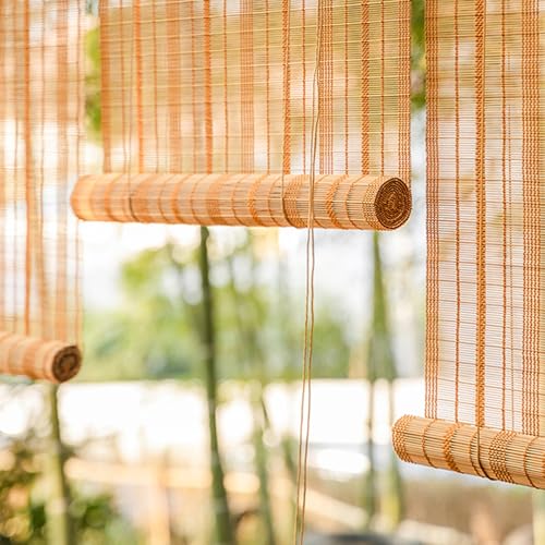 YUJIANHUAA Bambusrollo Bambus Raffrollo Sonnenschutz Sichtschutz Rollo Seitenzugrollo für Fenster und Türen,Atmungsaktiver Lichtfilter Jalousien,Dekorative Vorhänge mit Lifter (100cm x 130cm) von YUJIANHUAA