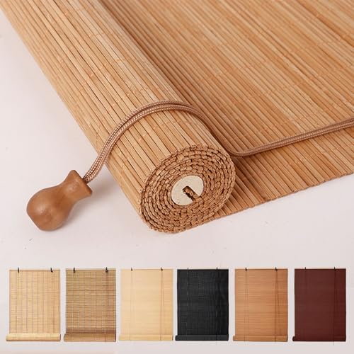 YUJIANHUAA Bambusrollo Retro Bambus Rollo,Bambus Raffrollos Fenster-Rollo,Sonnenschutz Sichtschutz Seitenzugrollo,Für Terrasse/Garten/Fenster/Tür,Breite×Höh (Carbonized,80cm x 120cm) von YUJIANHUAA