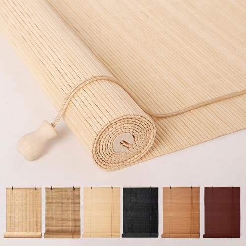 YUJIANHUAA Bambusrollo Retro Bambus Rollo,Bambus Raffrollos Fenster-Rollo,Sonnenschutz Sichtschutz Seitenzugrollo,Für Terrasse/Garten/Fenster/Tür,Breite×Höh (Natural,60cm x 240cm) von YUJIANHUAA