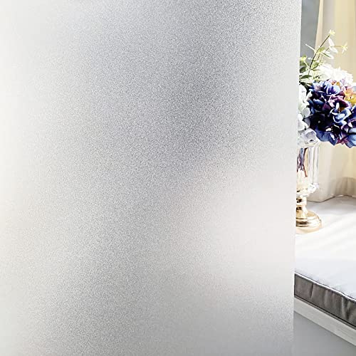 YUJIANHUAA Fensterfolie Selbsthaftend Blickdicht,Sichtschutzfolie Fenster mit Anti-UV,Milchglasfolie,Dekofolie,für Zuhause Büro Bad Küche Weiß Matt (45x500cm) von YUJIANHUAA