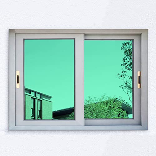 YUJIANHUAA Fensterfolie Spiegelfolie Sichtschutzfolie Selbstklebend Fenster Folie,Blickdicht Sonnenschutz Dekorfolie,Wärmeisolierung Anti-UV,für Büro Wohnzimmer Küche,Grün (120x500cm(47x197in)) von YUJIANHUAA