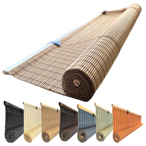 YUJIANHUAA Retro Bambus Rollo,95% Blickdicht Raffrollo,Sichtschutz Rollo,Heben-Fensterläden,Atmungsaktiv/Staubfest/Anti-UV,für Fenster und Türen,Anpassbar,Breite×Höhe (80cm x 240cm) von YUJIANHUAA