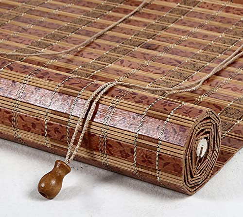 YUJIANHUAA Retro Bambus Rollo Jalousine Bambusrollo,Bambus Raffrollo,Natur Holzrollos,Sonnenschutz und Sichtschutz Rollo,Mit Haken,für Fenster Und Türen,Balkon,Anpassbar (W70xH100cm) von YUJIANHUAA