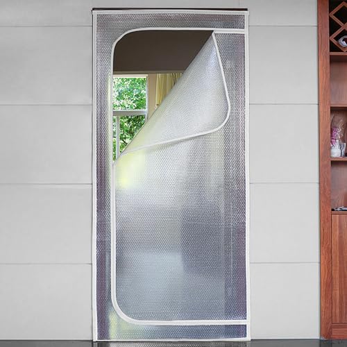 YUJIANHUAA Thermovorhang Isolier-Schutz-Vorhang,Wärmeschutzvorhang für Türen,Kälteschutz Winddicht Warm Türvorhang,für Balkontür Wohnzimmer,Selbstklebend,Anpassbar,Breite×Höhe (150cm x 220cm) von YUJIANHUAA