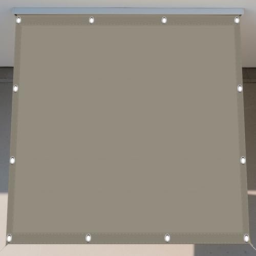 Sonnensegel 8 x 10 m Rechteckig Wasserdicht Sonnenschutz Windschutz Sonnenschutz Schutzplane Ohne Bohren mit Ösen Segeltuch für Garten Terrasse, Khaki von YUJINLIU