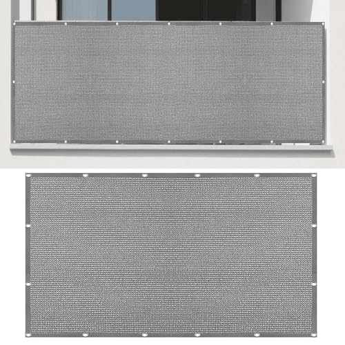 Sonnensegel Atmungsaktiv 130 x 200 cm Rechteckig Atmungsaktiv 98% UV Schutz Sonnendach Beschattung mit Spannseilen mit Ösen für Patio Balkon Terrasse Camping, Hellgrau von YUJINLIU