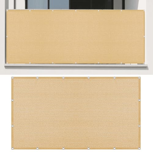 Sonnensegel Atmungsaktiv 140 x 310 cm Rechteckig Atmungsaktiv 98% UV Schutz Sonnendach Beschattung mit Spannseilen mit Ösen für Patio Balkon Terrasse Camping, Sandgelb Sonnensegel Atmungsaktiv 140 x 310 cm Rechteckig Atmungsaktiv 98% UV Schutz Sonnendach Beschattung mit Spannseilen mit Ösen für Patio Balkon Terrasse Camping, Sandgelb von YUJINLIU
