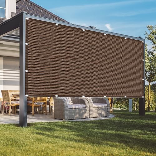 Sonnensegel Atmungsaktiv 460 x 530 cm Rechteckig Atmungsaktiv 98% UV Schutz Outdoor Schattiernetz mit Ösen mit Ösen Segeltuch 4 × 1.5 M Seile für Terrasse Camping, braun von YUJINLIU