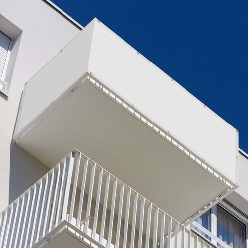 Sonnensegel Balkon 220 x 425 cm Rechteckig Wasserdicht 98% UV Schutz Schattennetz Segeltuch Meterware inkl Befestigungsseile für Balkon Camping Terrasse Pergola, Weiß von YUJINLIU