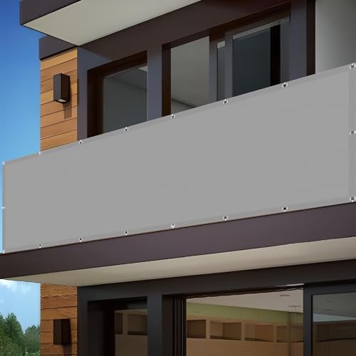 Sonnensegel Balkon 330 x 550 cm Rechteckig Wasserdicht 98% UV Schutz Schattierungsnetz Beschattungstuch Vielen Größen mit Spannseilen für Balkon Terrasse Garten Outdoor, Hellgrau von YUJINLIU