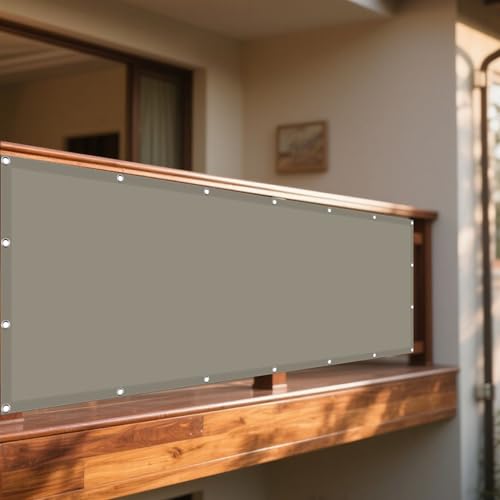 Sonnensegel Balkon 630 x 680 cm Rechteckig Wasserdicht 98% UV Schutz Regenschutz Überdachung mit Ösen Reißfest Wetterfest UV Schutz Ohne Bohren für Garten Camping, Khaki von YUJINLIU