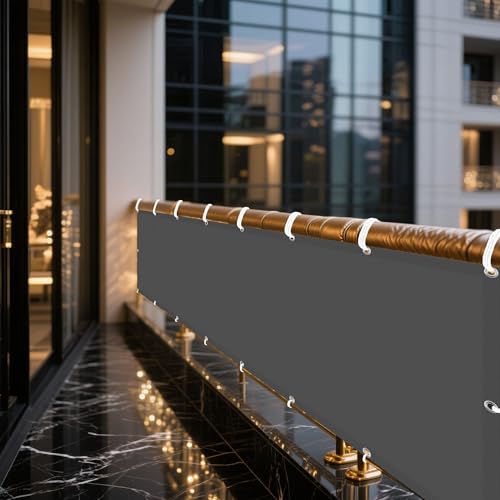 Sonnensegel Wasserabweisend 382 x 405 cm Rechteckig Wasserdicht 98% UV Schutz Segeltuch Pergola mit Ösen Segeltuch 4 × 1.5 M Seile für Terrasse Garten, Dunkelgrau von YUJINLIU
