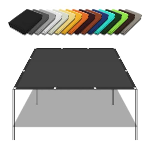 Sonnensegel Wasserdicht Quadratisch 0.9 x 2.2 m Wasserabweisend Windabweisend Terrasse Überdachung mit Ösen Segeltuch 4 × 1.5 M Seile für Garten Balkon, Dunkelgrau von YUJINLIU