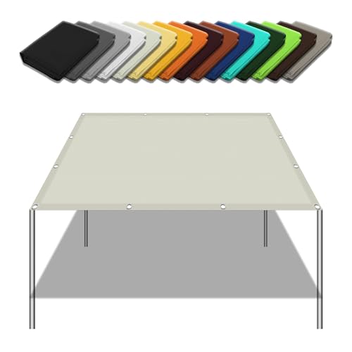 Sonnensegel Wasserdicht Quadratisch 1.6 x 3.8 m Wasserabweisend Windabweisend Terrasse Überdachung mit Ösen Segeltuch 4 × 1.5 M Seile für Garten Balkon, cremefarben von YUJINLIU