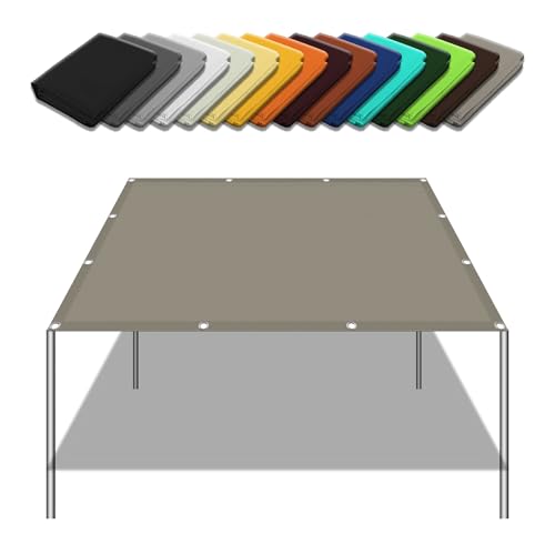 Sonnensegel Wasserdicht Quadratisch 2.6 x 3 m Wasserabweisend Windabweisend Terrasse Überdachung mit Ösen Segeltuch 4 × 1.5 M Seile für Garten Balkon, Taupe von YUJINLIU