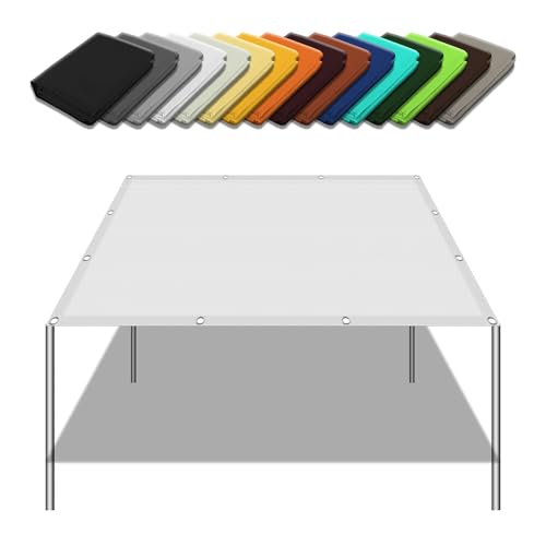 Sonnensegel Wasserdicht Quadratisch 3 x 3.6 m Wasserabweisend Windabweisend Terrasse Überdachung mit Ösen Segeltuch 4 × 1.5 M Seile für Garten Balkon, Weiß von YUJINLIU