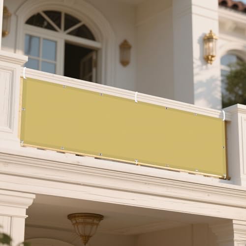 Sonnensegel mit Ösen Nach Maß 160 x 275 cm Rechteckig Wasserdicht 98% UV Schutz Segeltuch Pergola mit Ösen Segeltuch 4 × 1.5 M Seile für Balkon Terrasse Garten Outdoor, Creme Farben von YUJINLIU