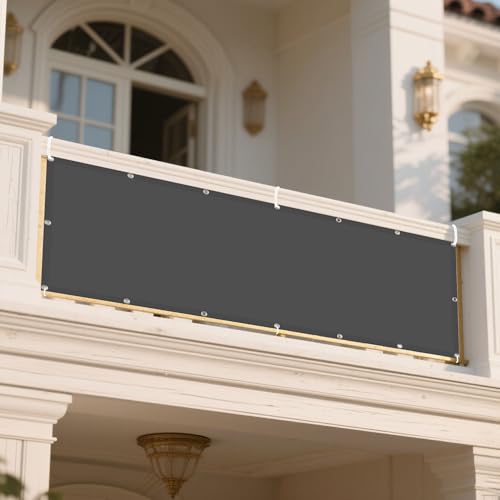 Sonnensegel mit Ösen Nach Maß 220 x 230 cm Rechteckig Wasserdicht 98% UV Schutz Segeltuch Pergola mit Ösen Segeltuch 4 × 1.5 M Seile für Balkon Terrasse Garten Outdoor, Dunkelgrau von YUJINLIU