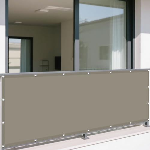 Wasserdicht Sonnensegel 132 x 382 cm Rechteckig Wasserdicht 98% UV Schutz Pergola Garten Balkon Schattentuch Vielen Größen mit Spannseilen für Terrasse Camping, Khaki von YUJINLIU