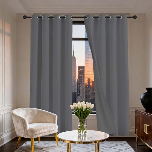 YUJINLIU Gardinen mit Kräuselband Blickdicht Vorhänge 176 x 209 cm Isolierend Kälteschutz Sonnenschutz Blickdichte Ösenvorhang/Vorhänge Blickdicht mit Ösen, Waschbar für Wohnzimmer, Dunkelgrau YUJINLIU Gardinen mit Kräuselband Blickdicht Vorhänge 176 x 209 cm Isolierend Kälteschutz Sonnenschutz Blickdichte Ösenvorhang/Vorhänge Blickdicht mit Ösen, Waschbar für Wohnzimmer, Dunkelgrau von YUJINLIU