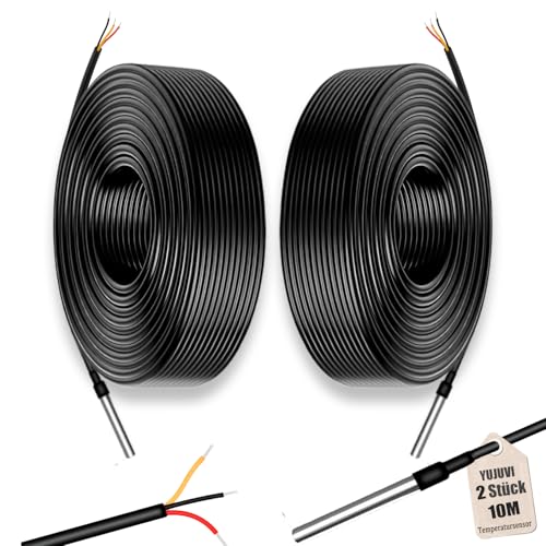 YUJUVI Temperatursensor 10m Kabel Wasserdicht Temperaturfühler 2 Stück Digitaler Edelstahl Temperatursensor kompatibel mit Arduino und Raspberry Pi kompatibel mit Shelly YUJUVI Temperatursensor 10m Kabel Wasserdicht Temperaturfühler 2 Stück Digitaler Edelstahl Temperatursensor kompatibel mit Arduino und Raspberry Pi kompatibel mit Shelly von YUJUVI