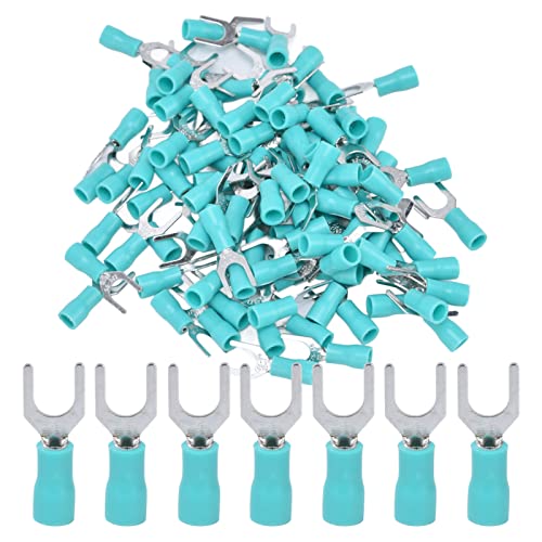 100pcs Isolierte Gabel Spatendrahtanschluss Kupfer PVC U Elektrisches Crimpanterminal AWG 22 16 Verbesserung der Sicherheitsleitfähigkeit Anwendung PVC Kupfermaterial Grün Grün von YUKOFE