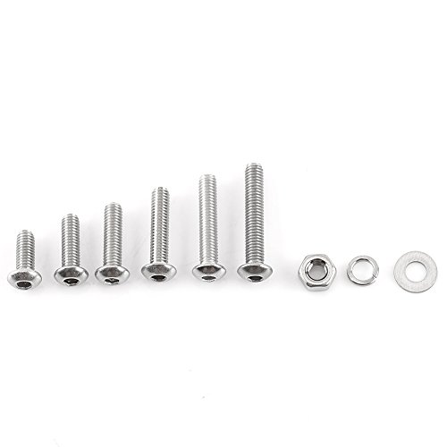 304 Edelstahl -Sechskantschemenschraubenschrauben mit Muttern Waschmaschine Sortiment ideal für industrielle Befestigungskomponenten Home Office -Geräte (B: Button head) von YUKOFE