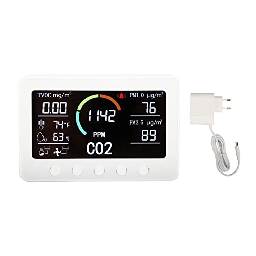 Luftqualitätsmonitor 7 in 1 TVOC PM2.5 CO2 -Temperatur -Luftfeuchtigkeit WiFi -Tester weiße große Bildschirmanzeige für Home- und Bürogebrauch von YUKOFE
