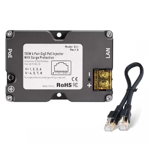 POE Injector 150W Gigabit Passive Leistung über Ethernet -Injektor mit CAT8 -Kabel DC48-57V Aluminiumlegierung für Satellite Internet Kit POE Injector 150W Gigabit Passive Leistung über Ethernet -Injektor mit CAT8 -Kabel DC48-57V Aluminiumlegierung für Satellite Internet Kit von YUKOFE
