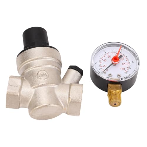 Wasserdruck regler Einstellbarer Griff Messing 0-140PSI RV Wasserdruck reduzierer mit Meter Edelstahl filter (DN20) von YUKOFE