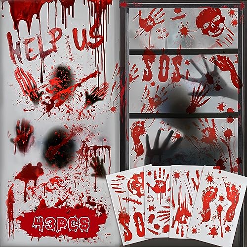 Halloween Deko Gruselig Fensterbilder Fensterdeko: Horror Groß Halloween Deko Fenster Sticker Tür Wand Dekoration Wiederverwendbare Blut Aufkleber für Innen Outdoor Garden Haunted House Zombie Party Halloween Deko Gruselig Fensterbilder Fensterdeko: Horror Groß Halloween Deko Fenster Sticker Tür Wand Dekoration Wiederverwendbare Blut Aufkleber für Innen Outdoor Garden Haunted House Zombie Party von YULARA