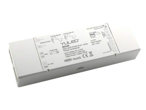 YULED SR-2303P (4in1) DALI LED Controller 1-Kanal 20A 12-36V DC Dimmer Decoder Steuerbar mit Dali-Bus AC PushDIM 0/1-10V oder Triac Dimmer Steuergerät für einfarbige LED Streifen von YULED