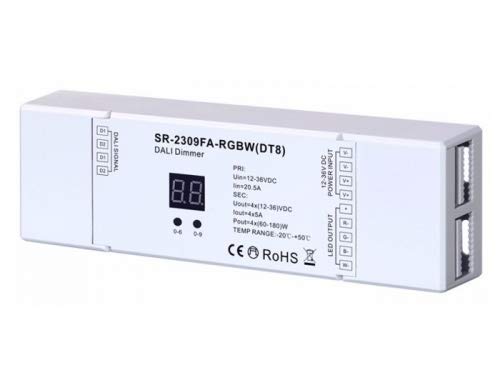 YULED SR-2309FA-RGBW (DT8) DALI LED Controller/Dimmer 4-Kanal 4x5A max. 20A 12-36V Adresse einstellbar für RGB oder RGBW LED Streifen von YULED