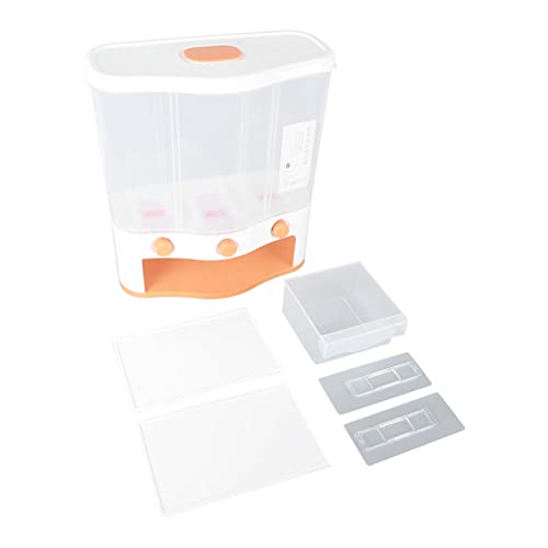 3 Getreidekornspender Box mit großer Kapazität transparenter Fenster Reis und Getreidespeicher mit Deckel (Orange) von YULEESIYIP