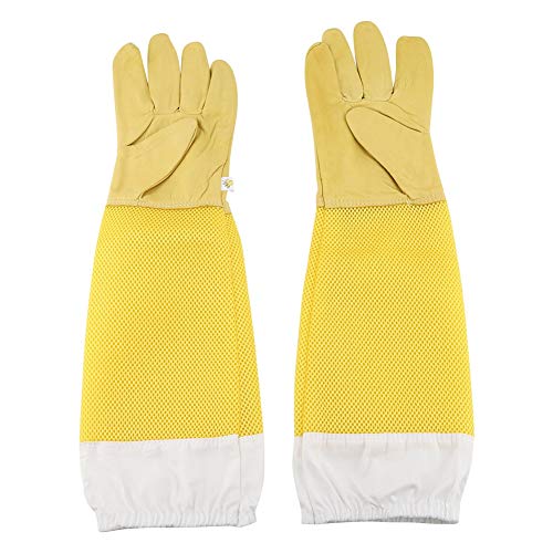 Bienenzuchtschutzhandschuhe XL Mesh Ärmeln Premium-Material Verschleiß- Gelb von YULEESIYIP