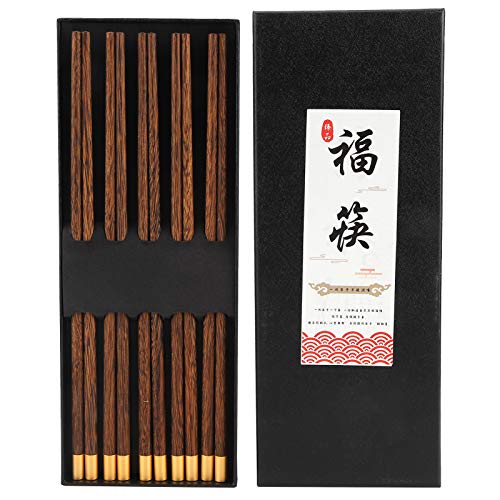 Chinesische Stil von Holzstäbchen im chinesischen Stil Set Safe handgefertigtes Tabellengeschirr Familienfreunde 5 Paare (YULEESIYIPVxO-11) von YULEESIYIP