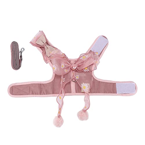Katze Harness Leine Set Atmungsaktive Fee Bowknot Weste Katze Seil Walking Im Freien (S) von YULEESIYIP