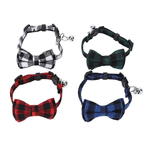 Plaid Detachable Pet Collar Cute Unique Dog Bow Tie 4pcs Small Dogs Cat Safety Buckle Comfortable Handcrafted Bowtie Collar Charm for Daily Walks Outdoor Training Christmas von YULEESIYIP