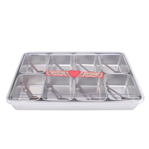 Prognationscaddy -Server mit 8 Containern, die Tablettplatte für Barzubehör Fruchtsalat -Party -Garnitur serviert (Stainless Steel Style) von YULEESIYIP