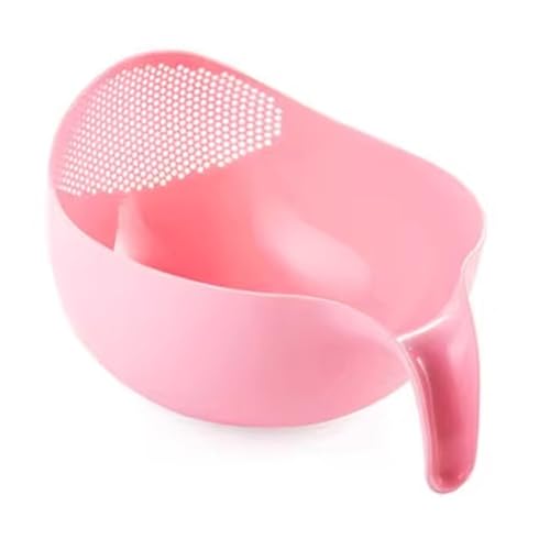 Reis waschanlage Sieb Sieb Sieb Sieb Quinoa Sieb mit Griff Küche Sieb Gemüse Obst Reiniger Kunststoff für Obst Gemüse Waschen (Large Pink) von YULEESIYIP